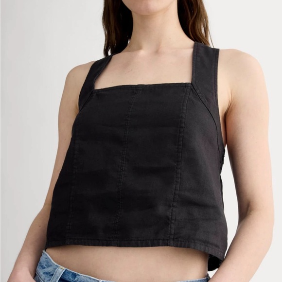 EVERLANE THE CROSSBACK TANK IN LINEN - Picture 3 of 7